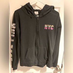 (Like New) PINK Sequin NYC Hoodie Sweatshirt